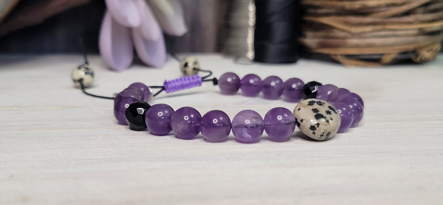 Amethyst and Dalmatian Jasper Bracelet