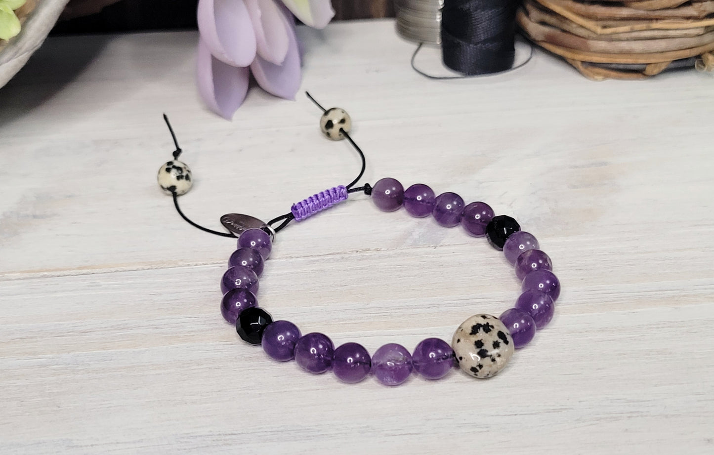 Amethyst and Dalmatian Jasper Bracelet